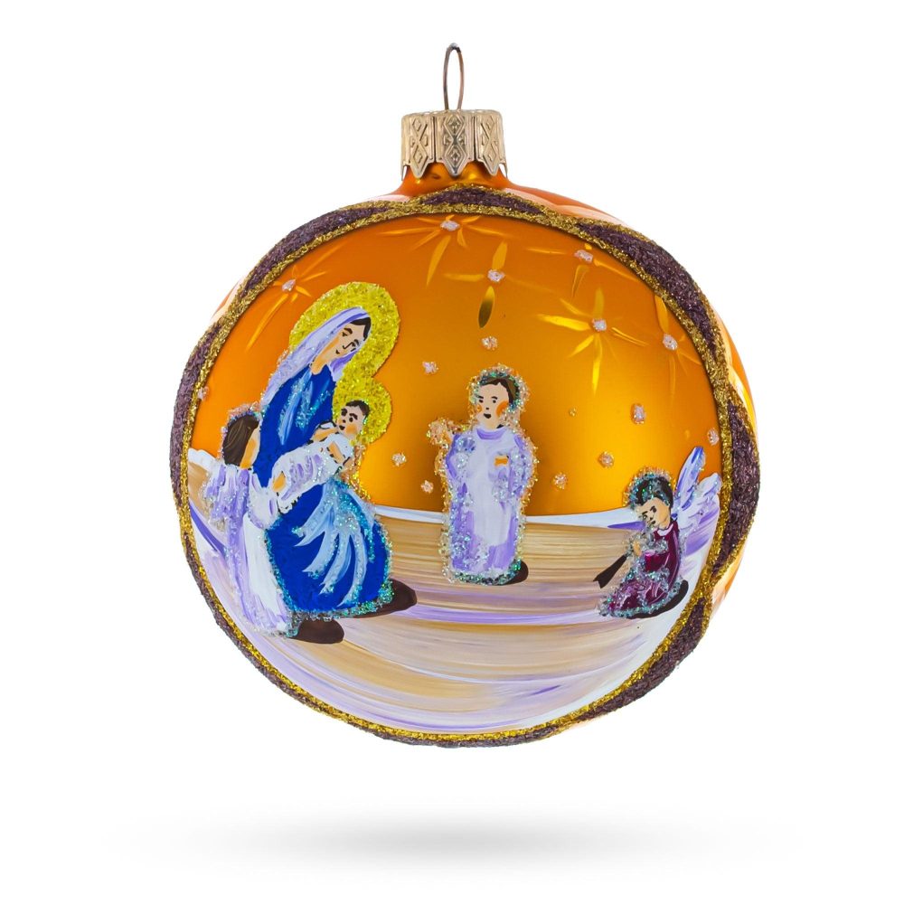 Divine Angels Greeting Jesus Blown Glass Ball Christmas Ornament 3.25 Inches  |   Religious Ornaments Ornaments Religious Ornaments