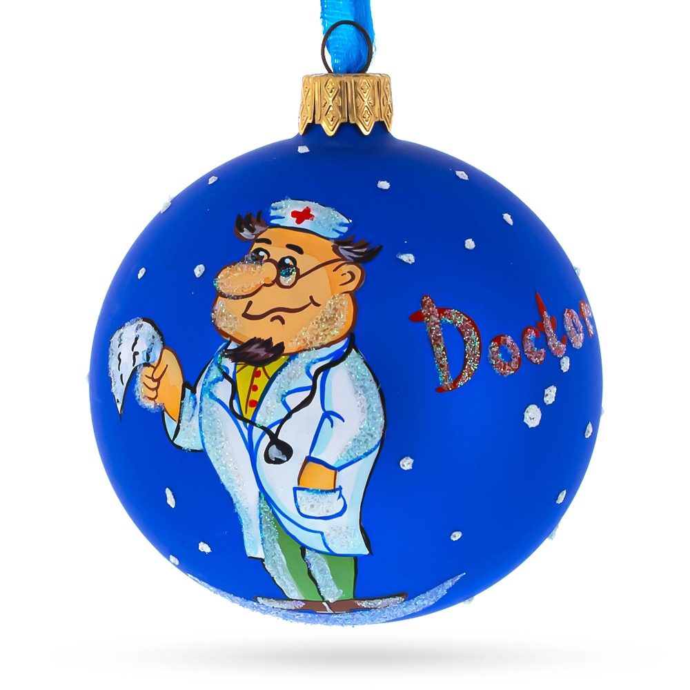 Doctor Reading Blown Glass Ball Christmas Ornament 3.25 Inches  |   Occupations Occupations Occupations