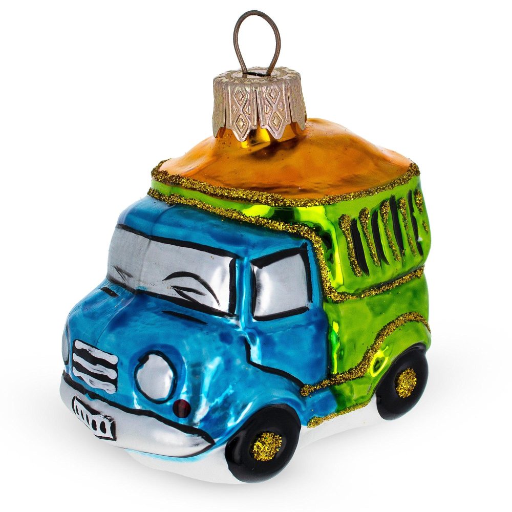 Dump Truck Mini Glass Christmas Ornament  |   Transportation Ornaments Transportation