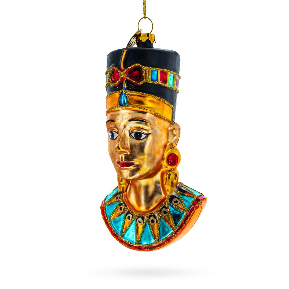 Egyptian Queen Nefertiti Blown Glass Christmas Ornament  |   Travel Ornaments Travel