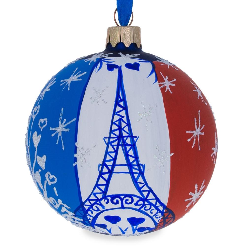 Eiffel Tower, Paris, France Glass Ball Christmas Ornament 3.25 Inches  |   Travel Ornaments Travel