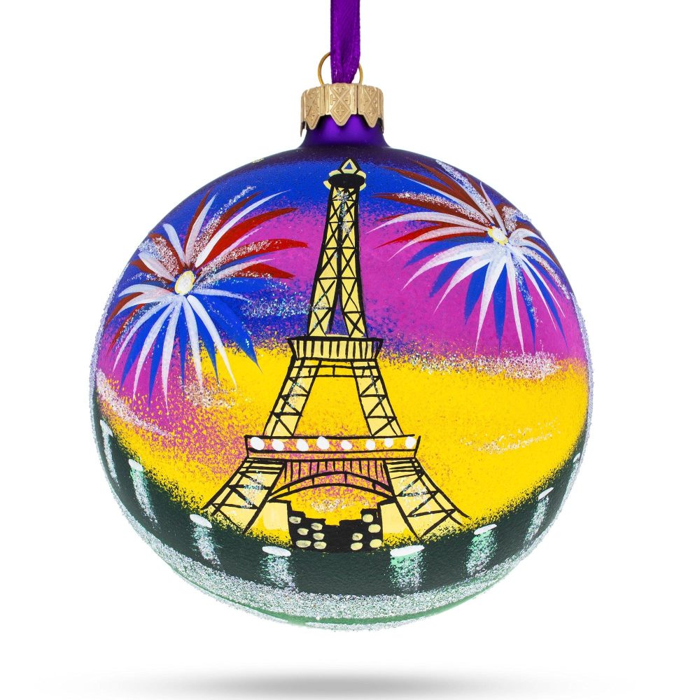 Eiffel Tower, Paris, France Glass Ball Christmas Ornament 4 Inches  |   Travel Ornaments Travel