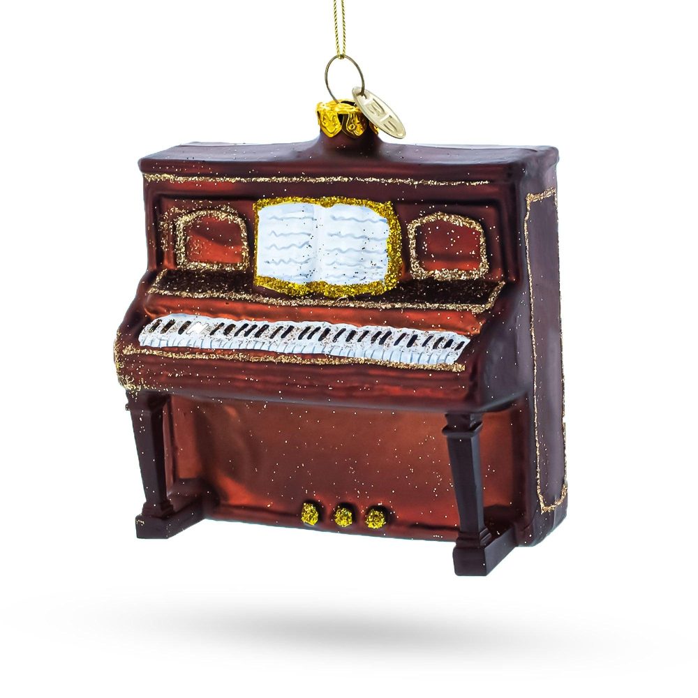 Elegant Piano Blown Glass Christmas Ornament  |   Music Ornaments Music