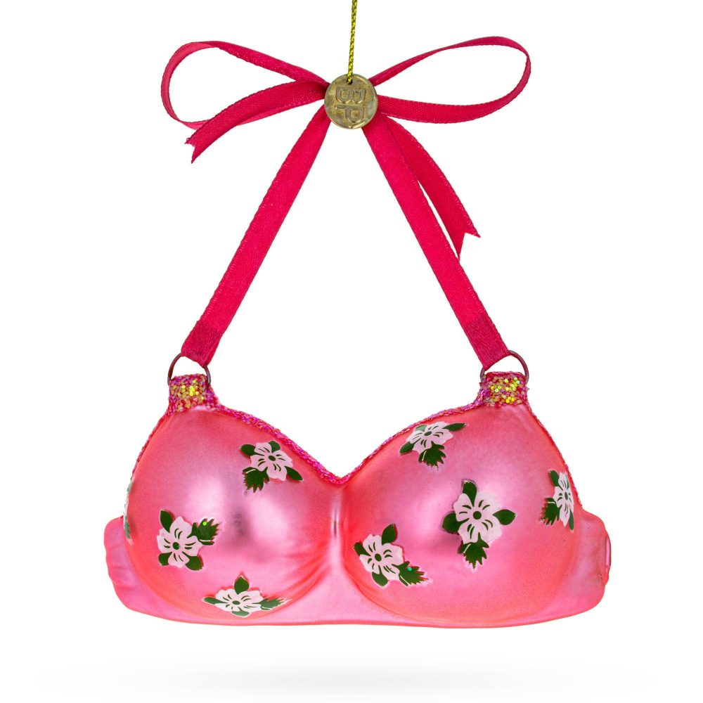 Elegant Pink Bra Blown Glass Christmas Ornament  |   Fashion Fashion Fashion