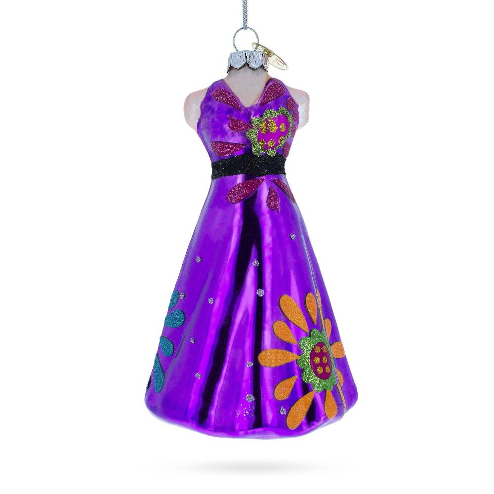 Elegant Purple Dress Blown Glass Christmas Ornament  |   Fashion Fashion Fashion