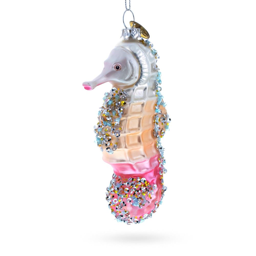 Elegant Seahorse Blown Glass Christmas Ornament  |   Animals Animals Animals