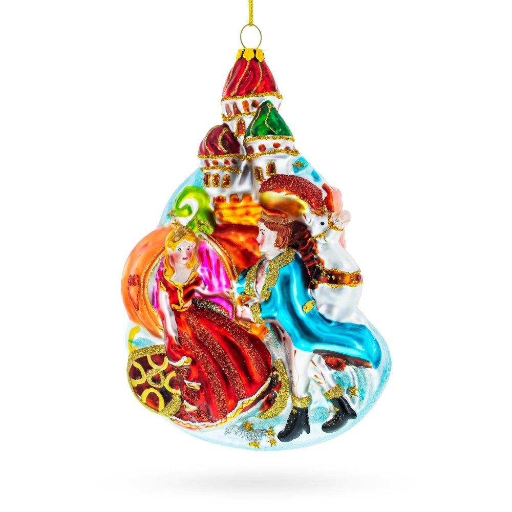 Enchanting Cinderella And Prince Glass Christmas Ornament  |   Fairy Tales Fairy Tales Fairy Tales