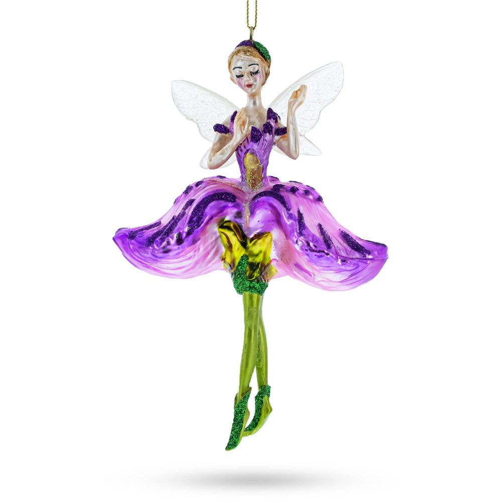 Enchanting Fairy In Purple Dress Glass Christmas Ornament  |   Fairy Tales Fairy Tales Fairy Tales