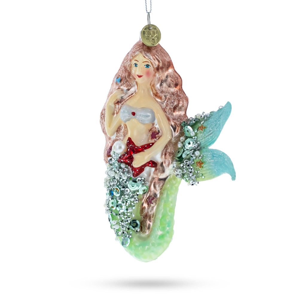 Enchanting Mermaid And Fish Blown Glass Christmas Ornament  |   Fairy Tales Fairy Tales Fairy Tales