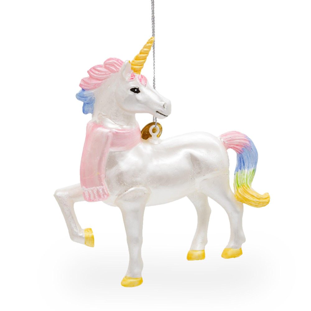 Enchanting Rainbow Unicorn Blown Glass Christmas Ornament  |   Fairy Tales Fairy Tales Fairy Tales