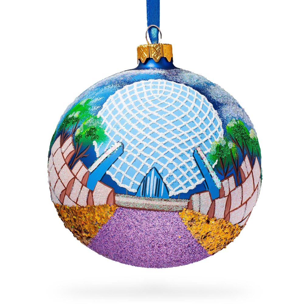 Epcot Park In Orlando, Florida Glass Ball Christmas Ornament 4 Inches  |   Travel Ornaments Travel