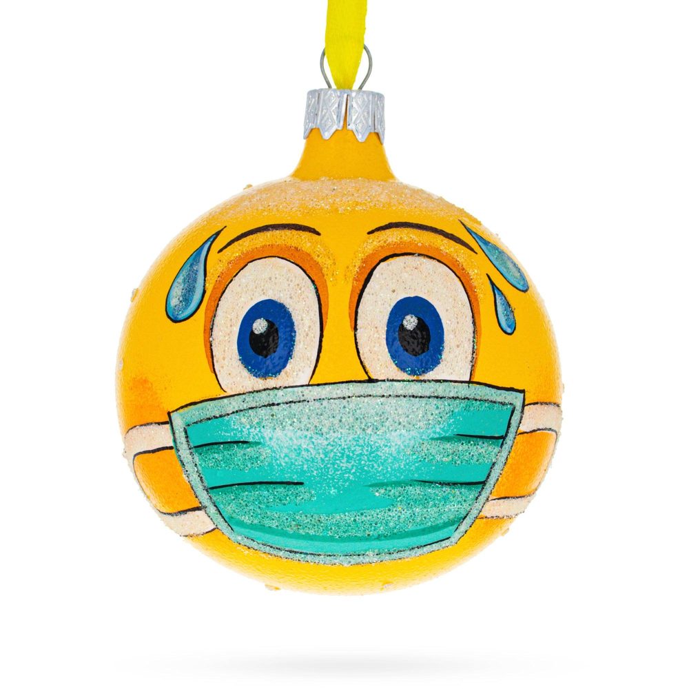 Facial Expressions In Mask Blown Glass Ball Christmas Ornament 3.25 Inches  |   Facial Expressions Facial Expressions Facial Expressions