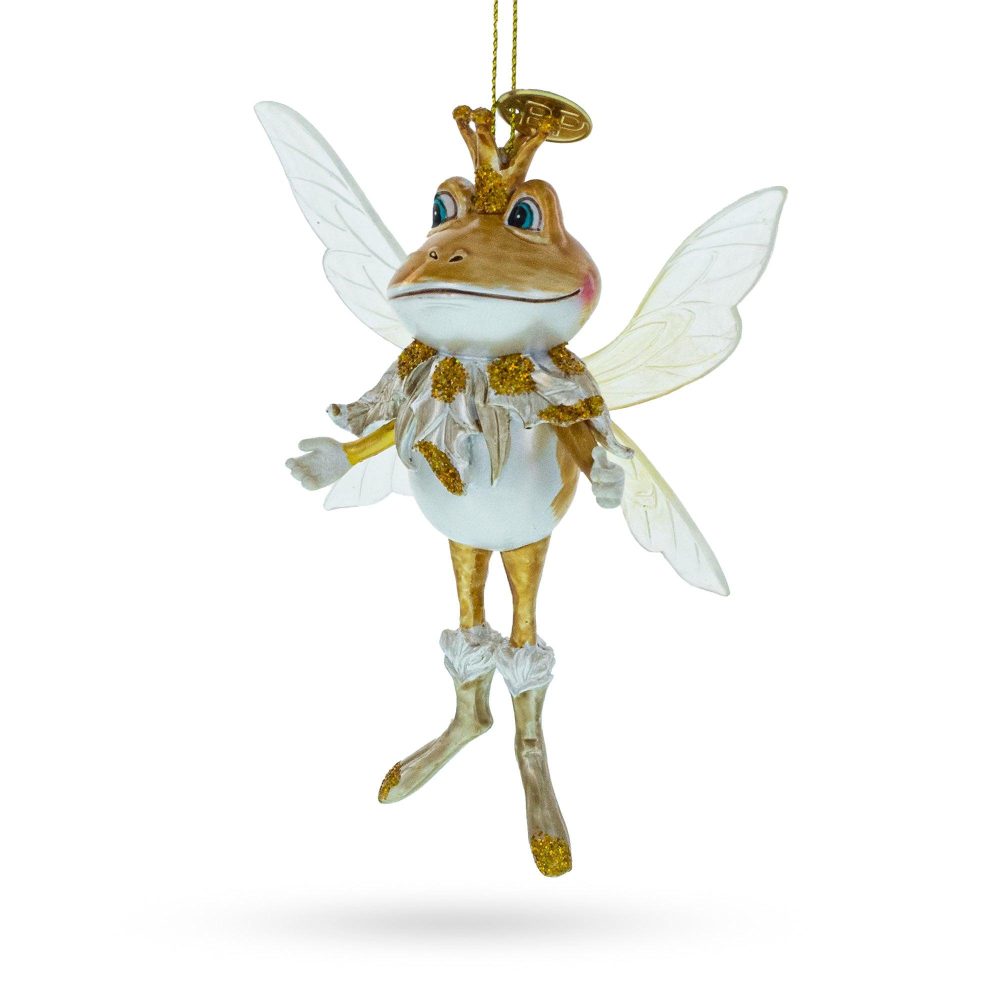 Fairy Frog With Wings Blown Glass Christmas Ornament  |   Animals Animals Animals