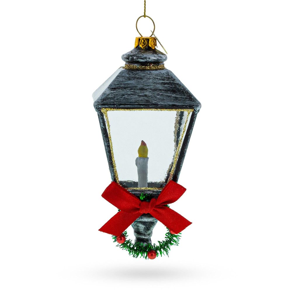 Festive Lantern With Red Bow Blown Glass Christmas Ornament  |   Houseware Houseware Houseware