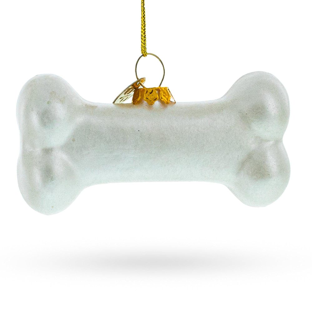 Festive White Bone Blown Glass Christmas Ornament  |   Animals Animals Animals