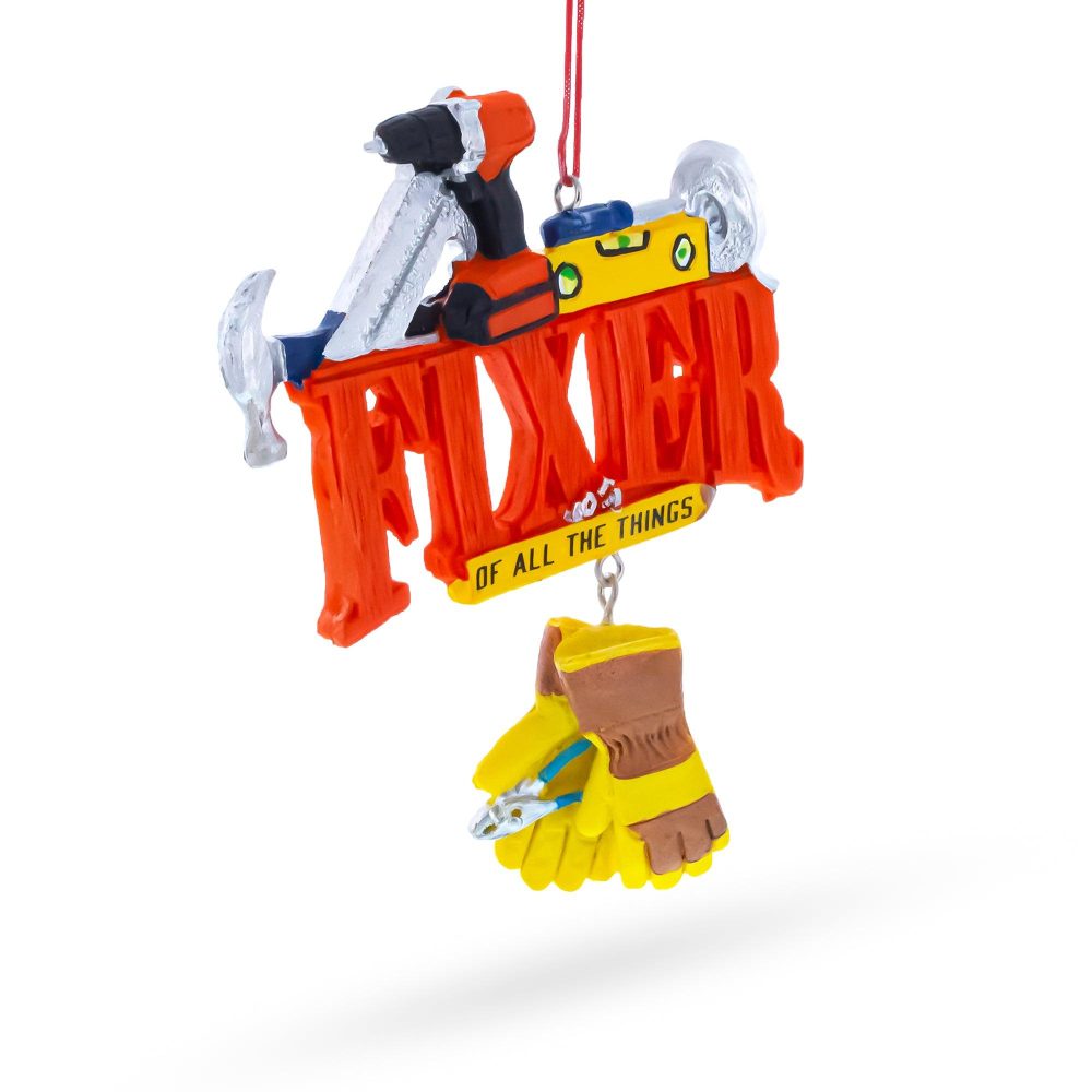 Fixer Word With Tools And Gloves Resin Christmas Ornament  |   Occupations Occupations Occupations