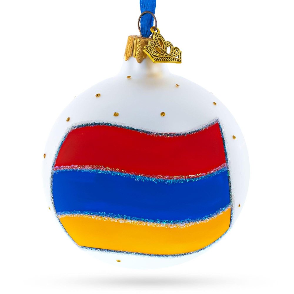 Flag Of Armenia Glass Ball Christmas Ornament 3.25 Inches  |   Flags Flags Flags