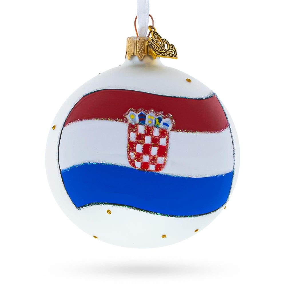 Flag Of Croatia Glass Ball Christmas Ornament  |   Flags Flags Flags