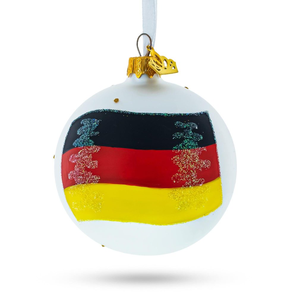 Flag Of Germany Blown Glass Ball Christmas Ornament 3.25 Inches  |   Flags Flags Flags