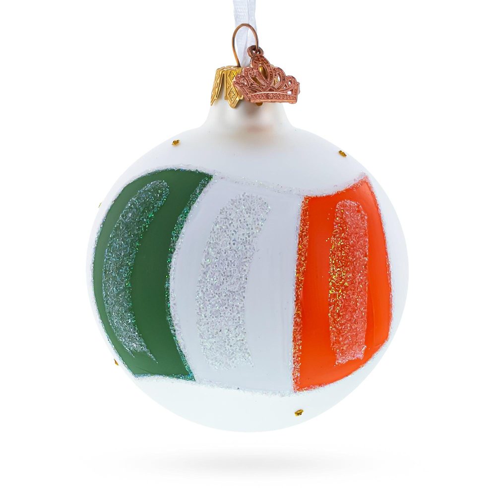 Flag Of Ireland Blown Glass Ball Christmas Ornament 3.25 Inches  |   Flags Flags Flags