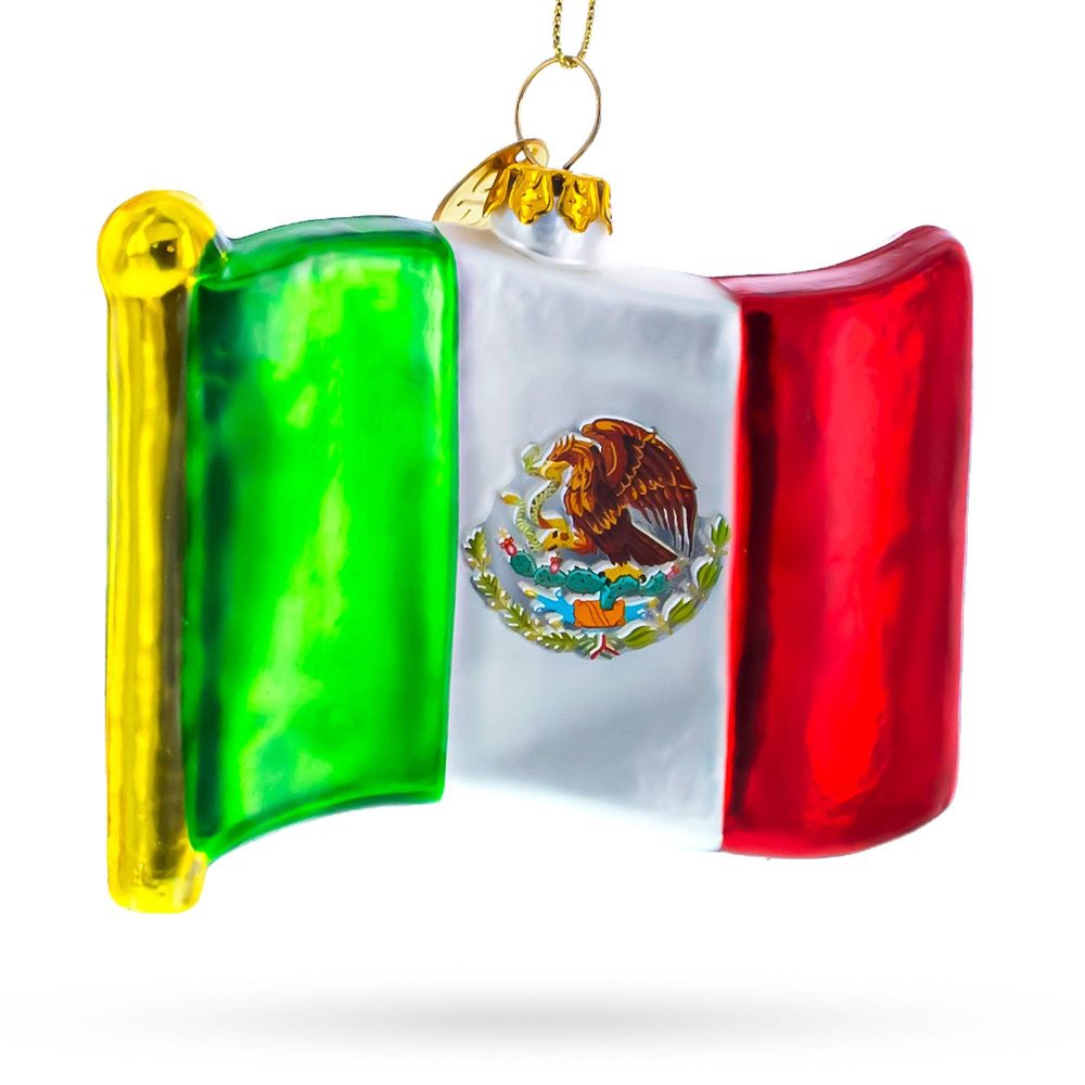 Flag Of Mexico Blown Glass Christmas Ornament  |   Flags Flags Flags