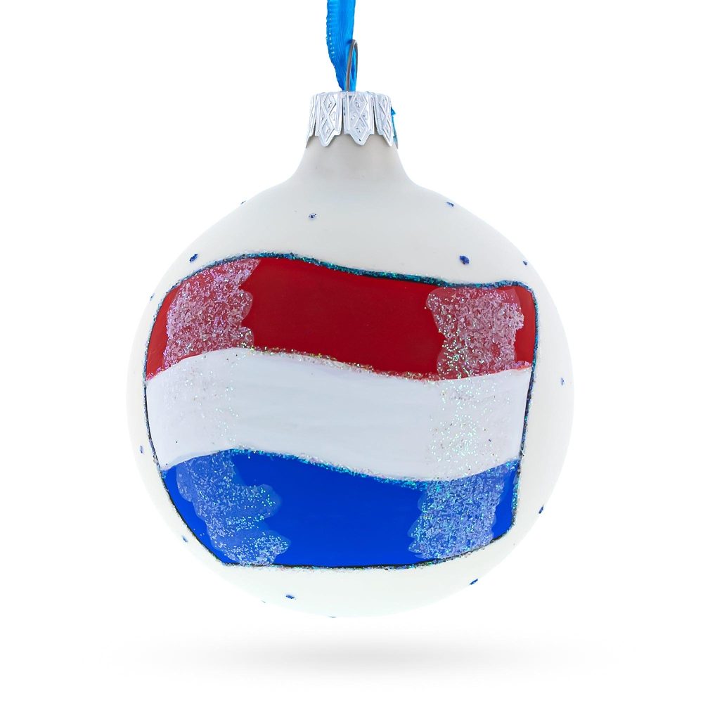 Flag Of Netherlands Blown Glass Ball Christmas Ornament 3.25 Inches  |   Flags Flags Flags