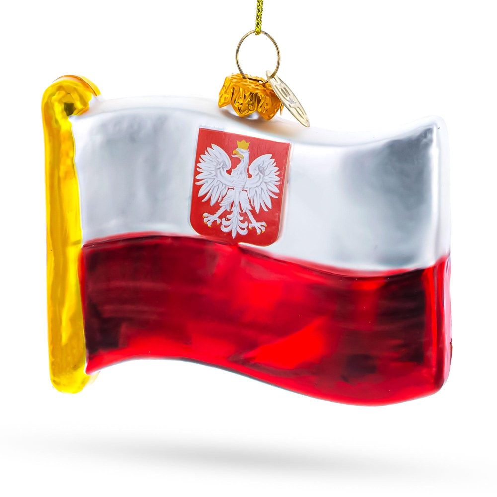 Flag Of Poland Blown Glass Christmas Ornament  |   Flags Flags Flags