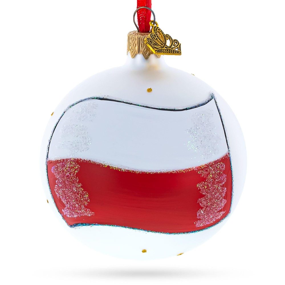 Flag Of Poland Glass Ball Christmas Ornament  |   Flags Flags Flags