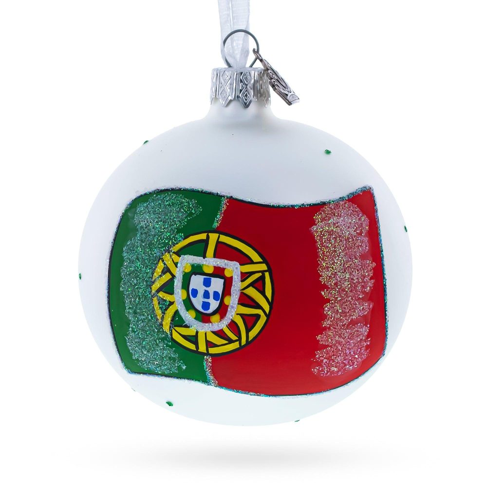 Flag Of Portugal Blown Glass Ball Christmas Ornament 3.25 Inches  |   Flags Flags Flags