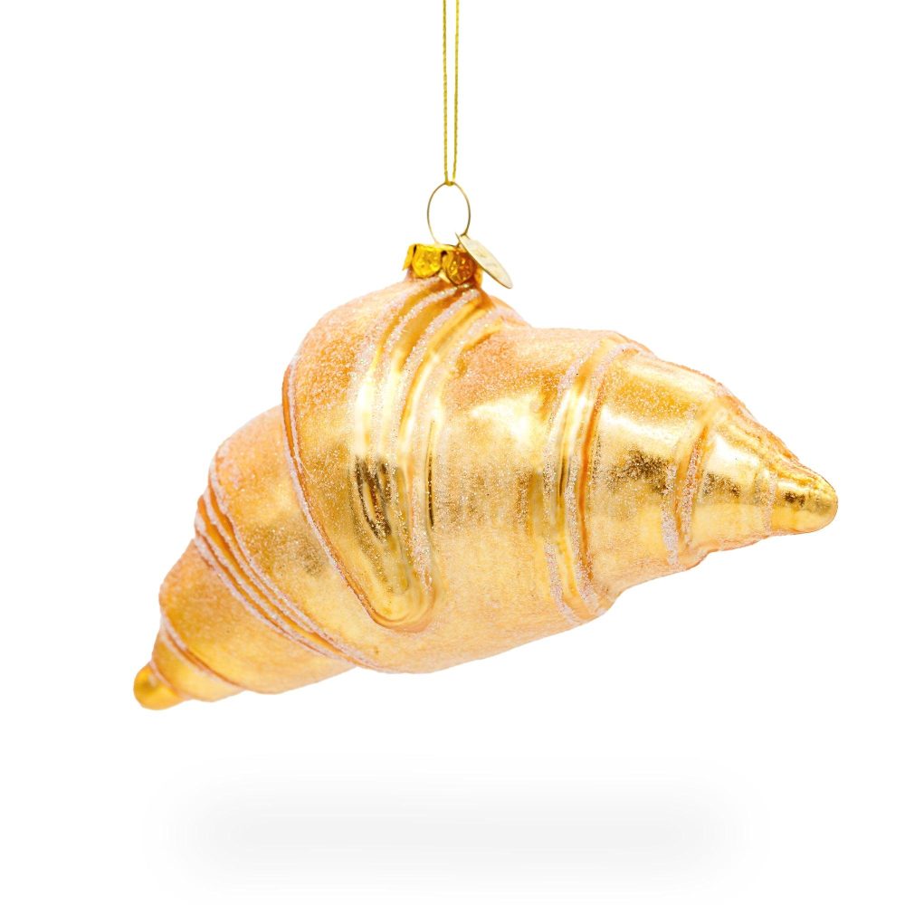 Flaky Butter Croissant Blown Glass Christmas Ornament  |   Food Food Food