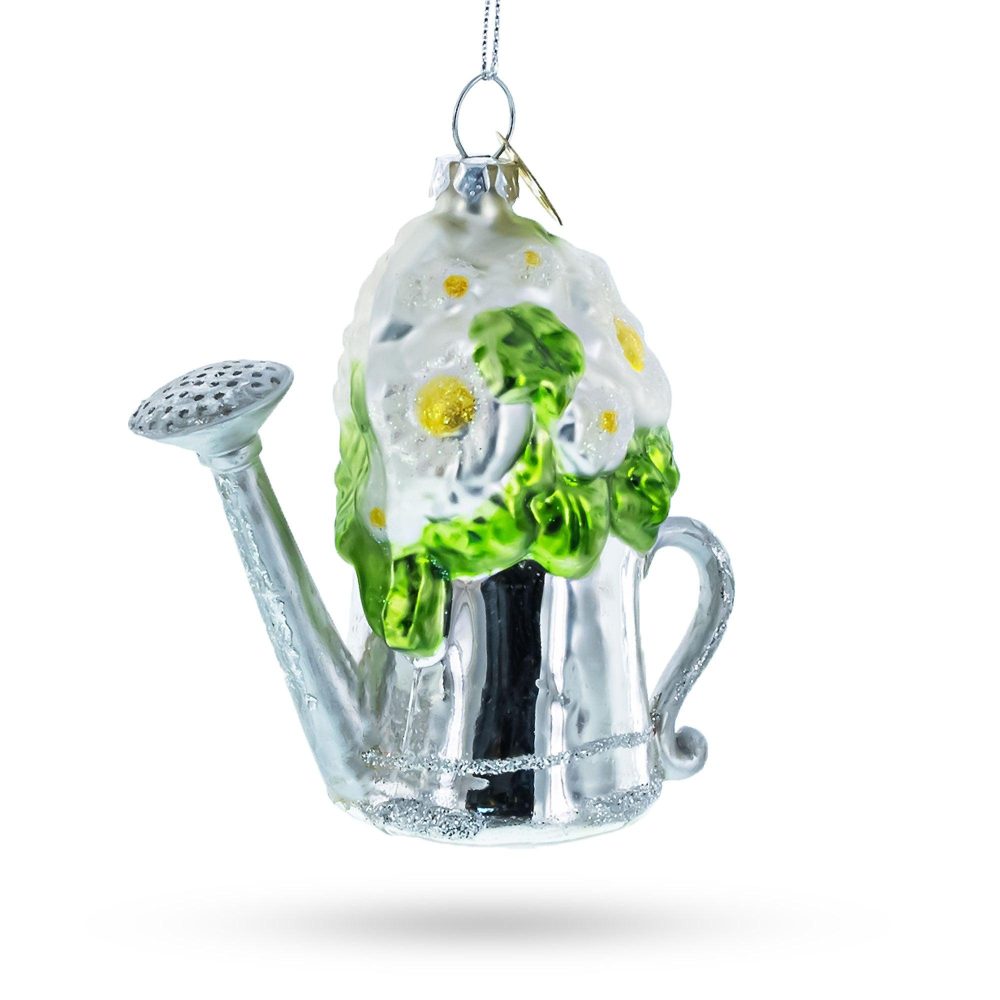 Floral Watering Can Blown Glass Christmas Ornament  |   Houseware Houseware Houseware