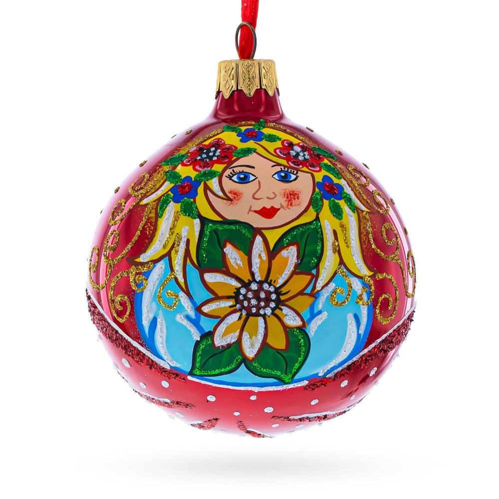 Flower Girl Glass Christmas Ornament 3.25 Inches  |   Flowers Flowers Flowers