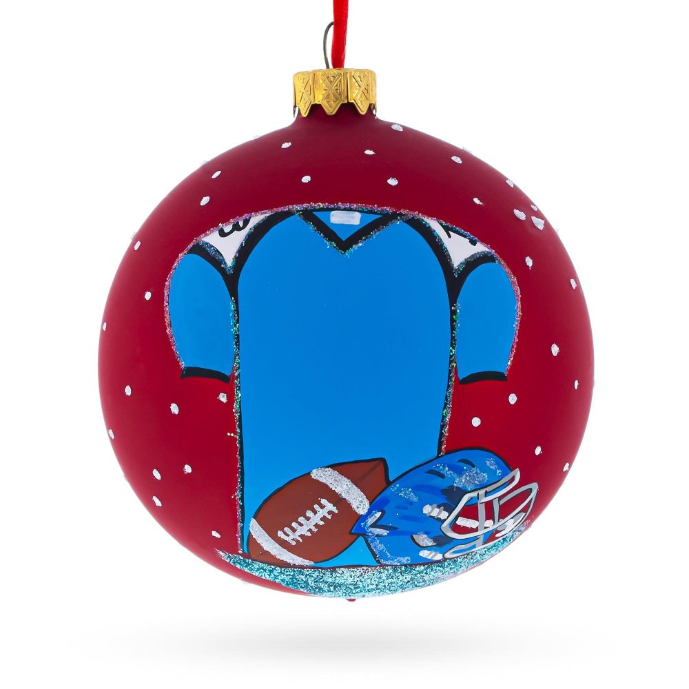 Football Blown Glass Ball Christmas Sports Ornament 4 Inches  |   Personalized Ornaments Personalized