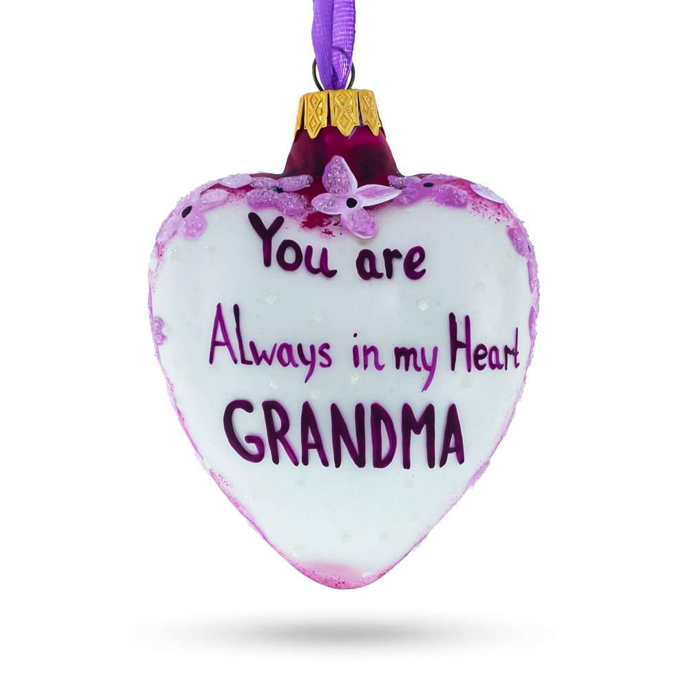 For My Grandma Glass Heart Christmas Ornament  |   Hearts Hearts Hearts