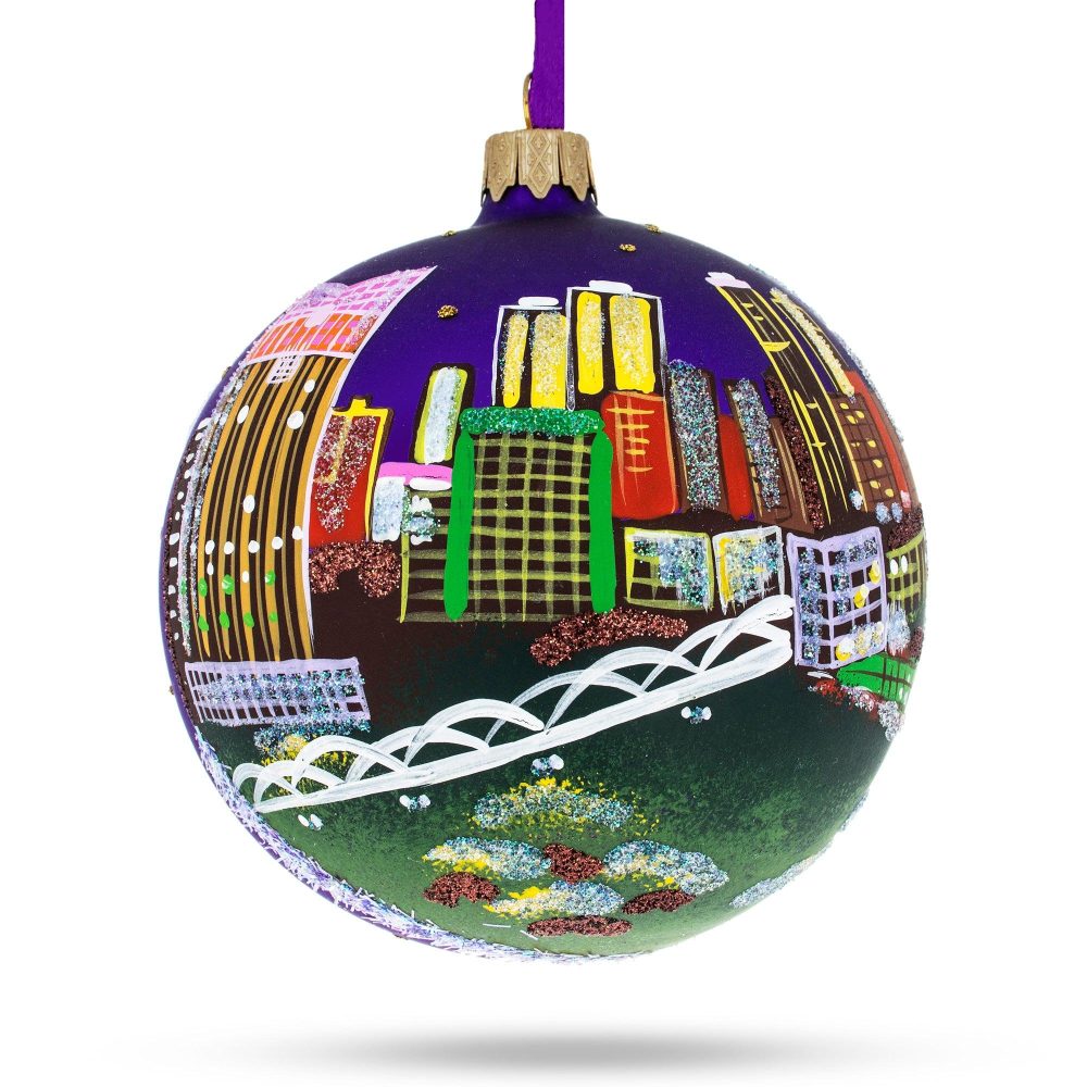 Fort Worth, Texas, Usa Glass Ball Christmas Ornament 4 Inches  |   Travel Ornaments Travel