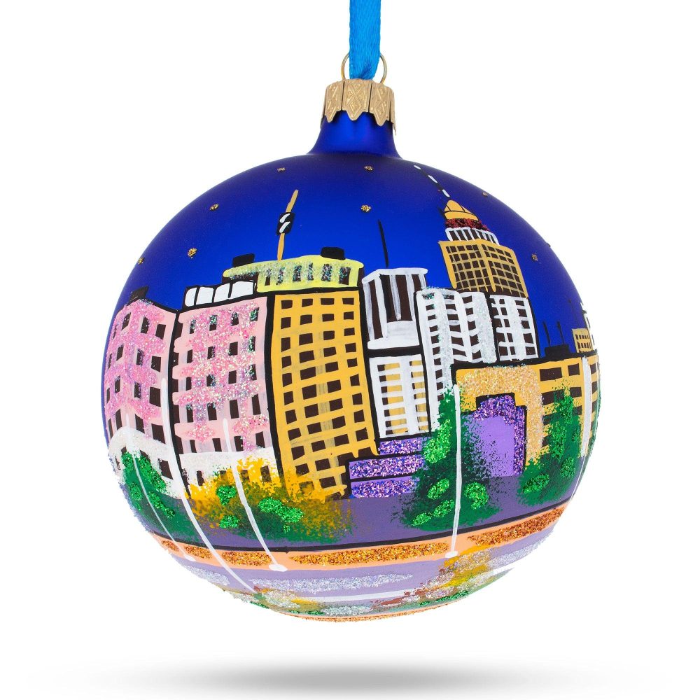 Fresno, California, Usa Glass Ball Christmas Ornament 4 Inches  |   Travel Ornaments Travel