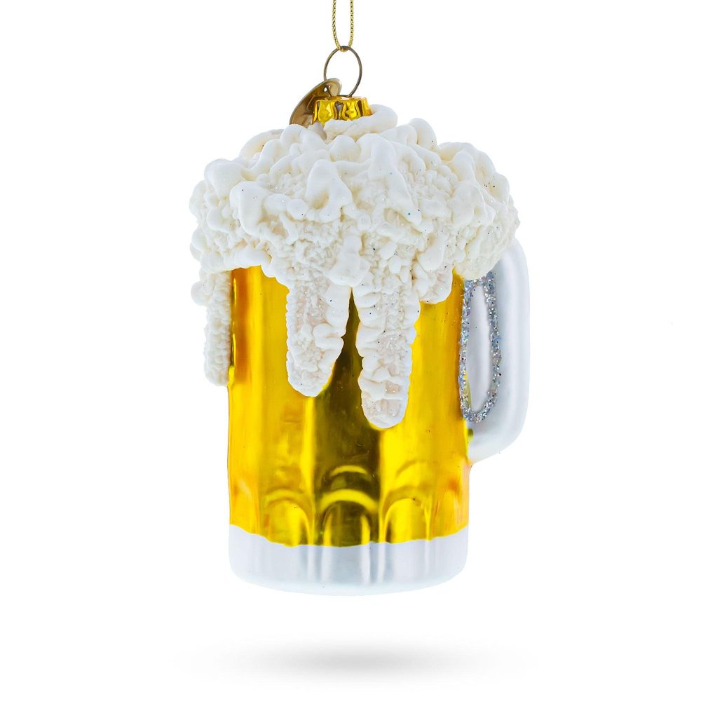 Frothy Beer Mug Blown Glass Christmas Ornament  |   Food Food Food