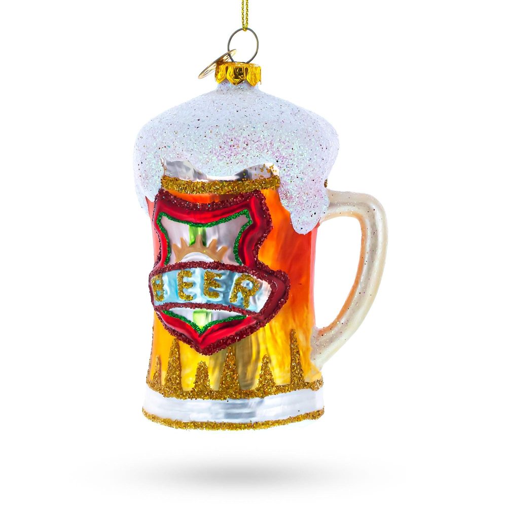 Frothy Beer Stein Blown Glass Christmas Ornament  |   Food Food Food