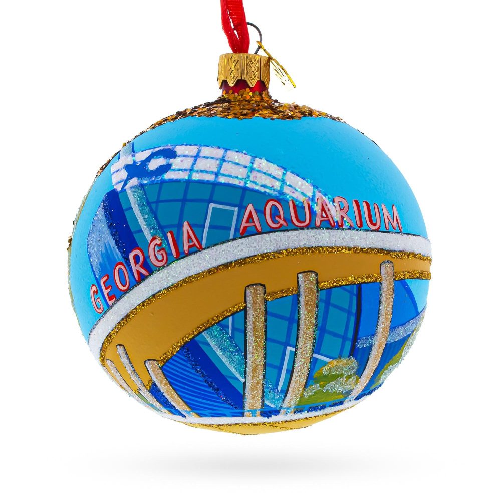 Georgia Aquarium, Atlanta, Georgia, Usa Glass Ball Christmas Ornament 4 Inches  |   Travel Ornaments Travel