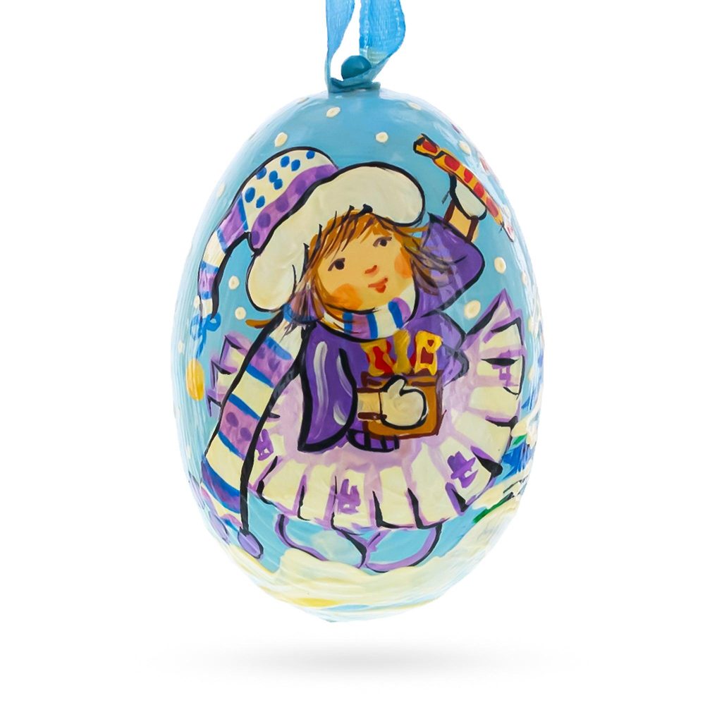 Girl Giving Candy To Squirrel Wooden Christmas Ornament  |   Animals Animals Animals