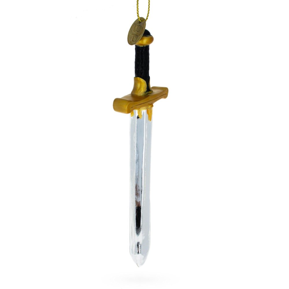 Gleaming Blade: Shiny Sword Blown Glass Christmas Ornament  |   Military Military Military