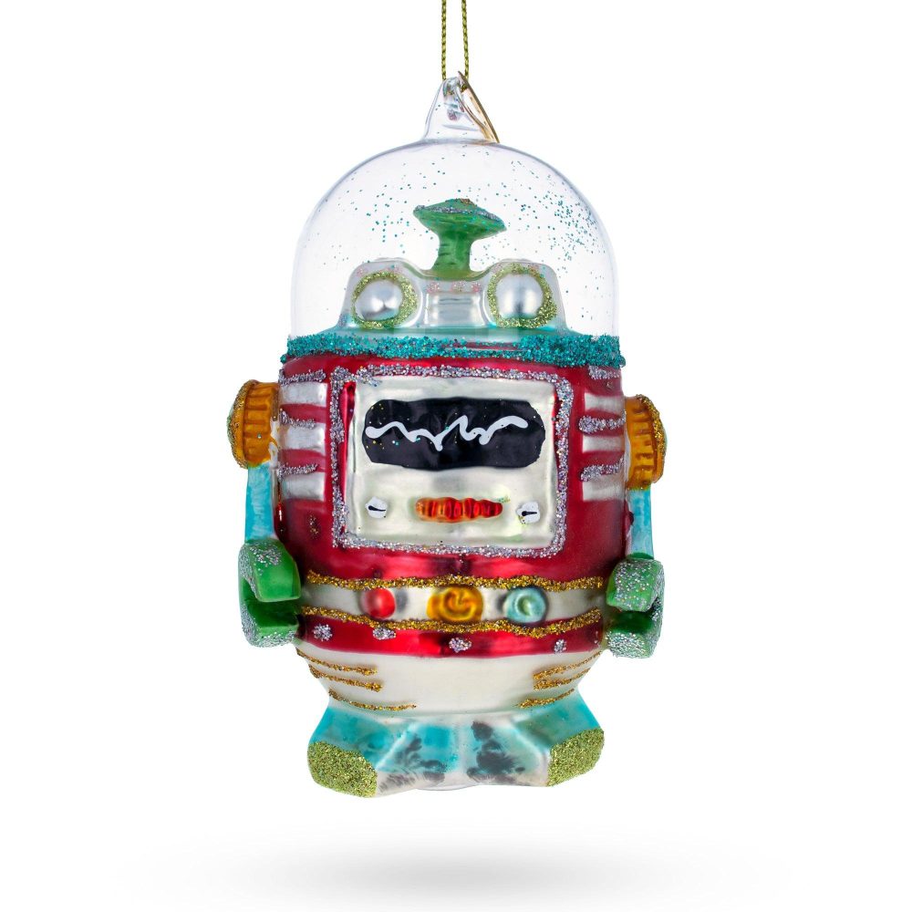 Glittered Robot Blown Glass Christmas Ornament  |   Cosmic Cosmic Cosmic