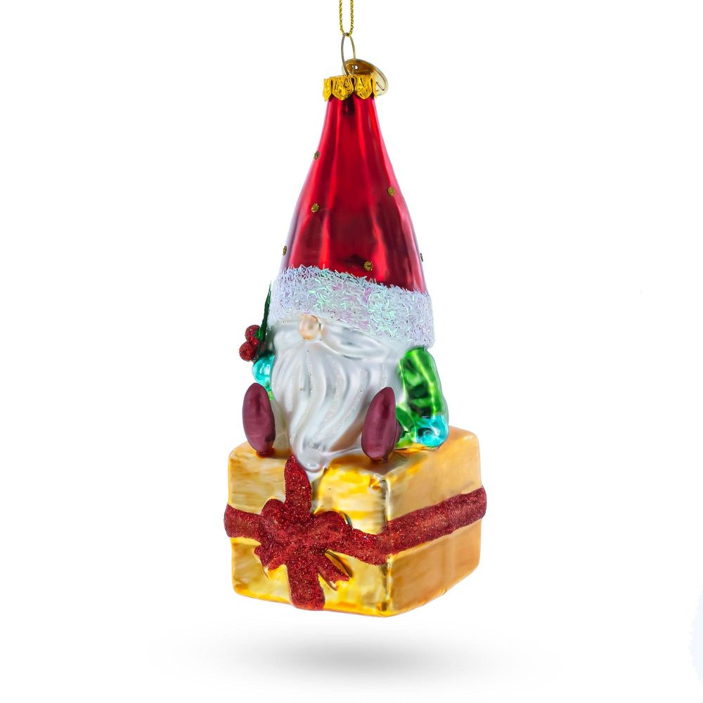 Gnome Bearing Gifts Blown Glass Christmas Ornament  |   Fairy Tales Fairy Tales Fairy Tales