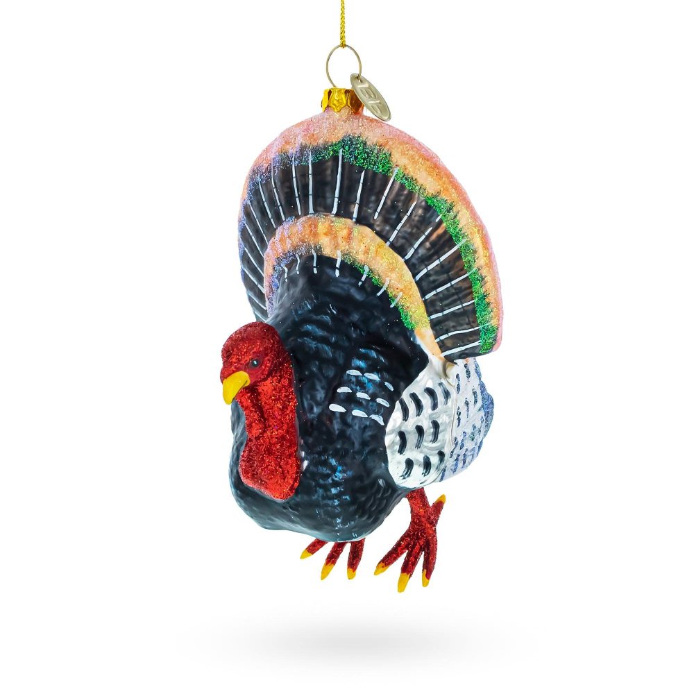 Gobbler Turkey Blown Glass Christmas Ornament  |   Animals Animals Animals