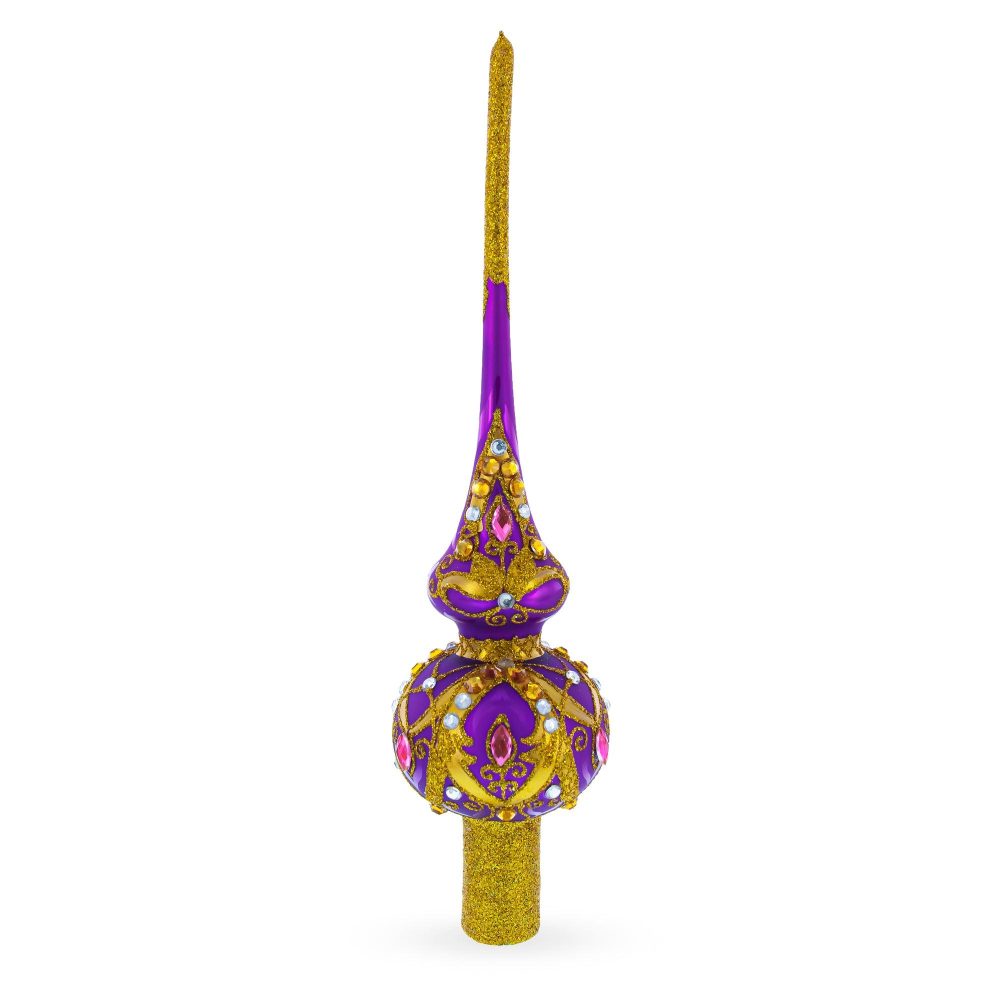 Gold And White Jewels On Purple Glass Tree Topper  |   Tree Toppers Ornaments Tree Toppers