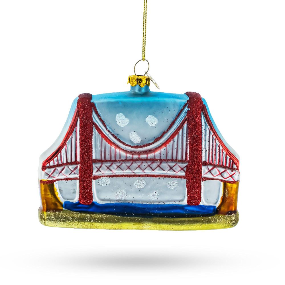 Golden Gate Bridge, San Francisco, California Blown Glass Christmas Ornament  |   Travel Ornaments Travel