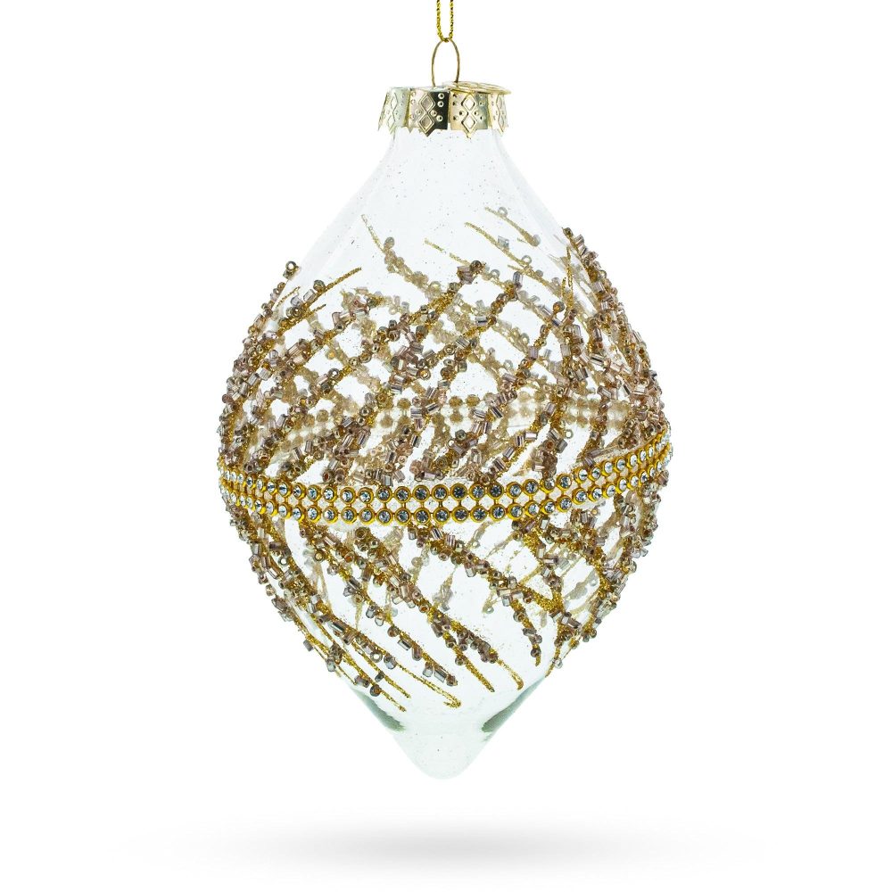 Golden Glitters On Clear Glass Radiant Blown Glass Christmas Ornament  |   Couturier Couturier Couturier