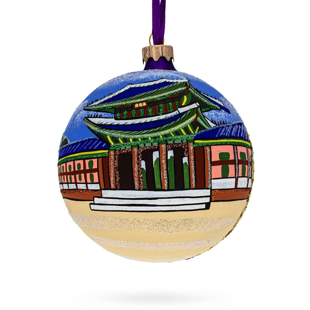 Gyeongbokgung Palace, Seoul, South Korea Glass Ball Christmas Ornament 4 Inches  |   Travel Ornaments Travel