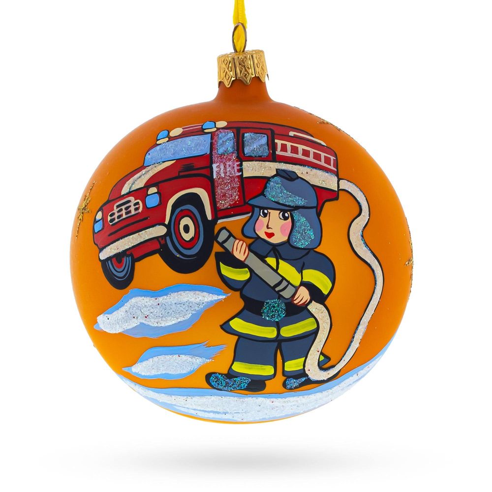 Hand-Painted Blown Glass Ball Christmas Ornament 4 Inches  |   Occupations Occupations Occupations