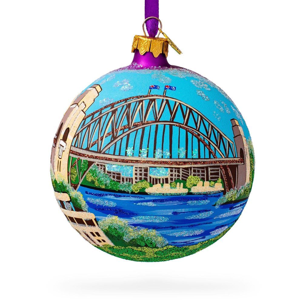 Harbor Bridge, Sydney, Australia Glass Ball Christmas Ornament 4 Inches  |   Travel Ornaments Travel